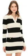 Endless Rose Stripe Long Sleeve Minidress In Ivory/black