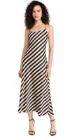 Endless Rose Blaire Stripped Maxi Slip Dress In Cream Black In Cream/black