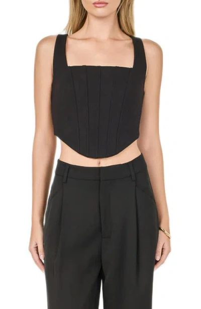 Endless Rose Structured Crop Corset Top In Black