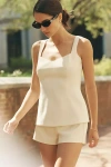 Endless Rose Sweetheart Fit & Flare Tweed Tank Top In Neutral
