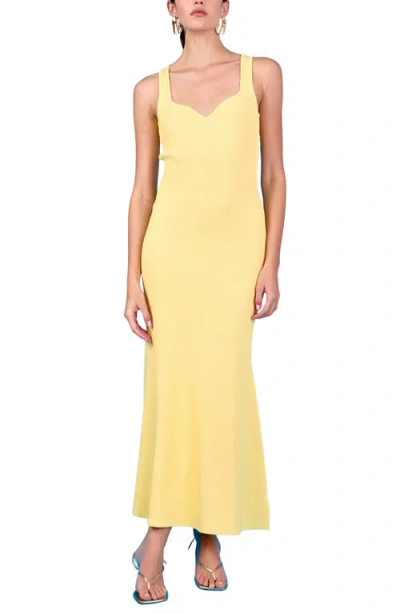 Endless Rose Sweetheart Neck Rib Maxi Dress In Butter