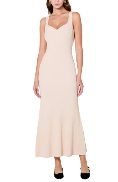 Endless Rose Sweetheart Neckline Knit Maxi Dress In Neutral