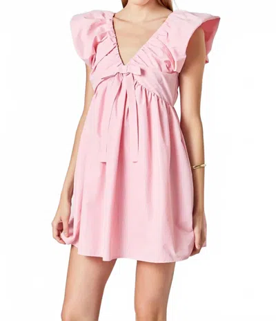 Endless Rose Sydney Combo Bow Mini Dress In Pink