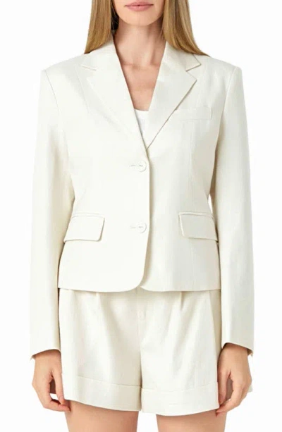 Endless Rose Tailored Linen Blend Blazer In Beige