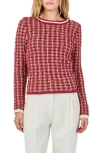 Endless Rose Texture Check Sweater In Red