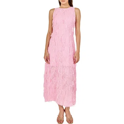 Endless Rose Texture Fringe Sleeveless Maxi Dress In Pink