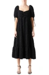 Endless Rose Texture Puff Sleeve Maxi Dress In Black