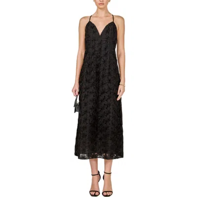 Endless Rose Textured Floral Midi Dress In Black