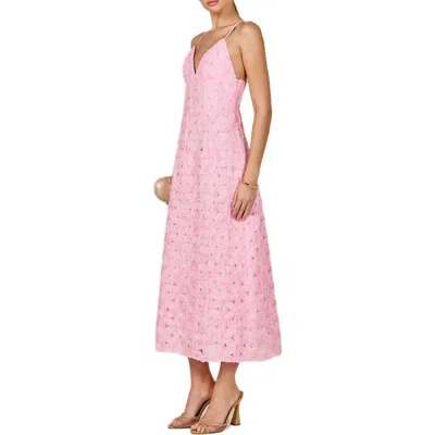 Endless Rose Textured Floral Midi Dress In Pink