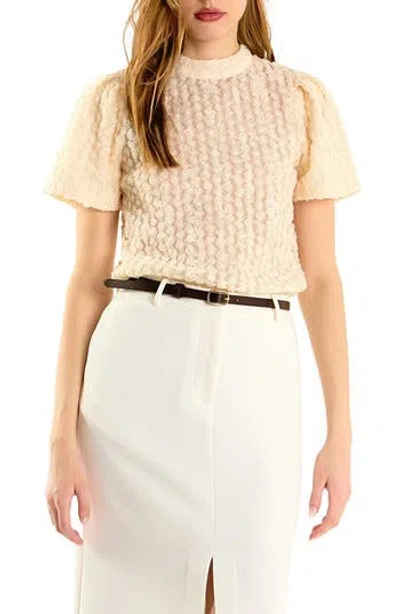 Endless Rose Textured Lace Shirt In Neutral