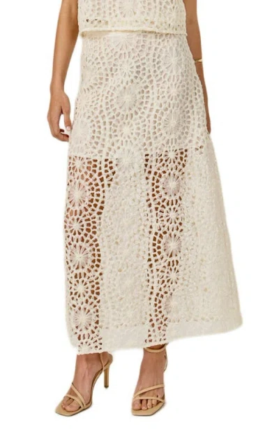 Endless Rose Textured Open Stitch Midi Skirt In Neutral