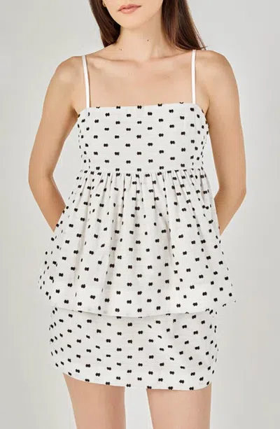 Endless Rose Textured Peplum Top In White