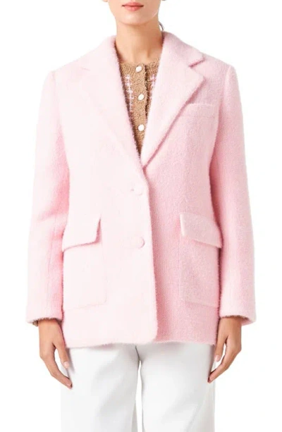 Endless Rose Textured Single Breasted Blazer In Pink