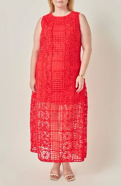 Endless Rose Textured Sleeveless Maxi Dress In Red