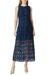 Endless Rose Textured Sleeveless Maxi Dress In Navy
