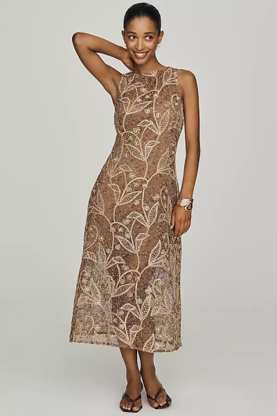 Endless Rose Textured Sleeveless Midi Dress In Gold