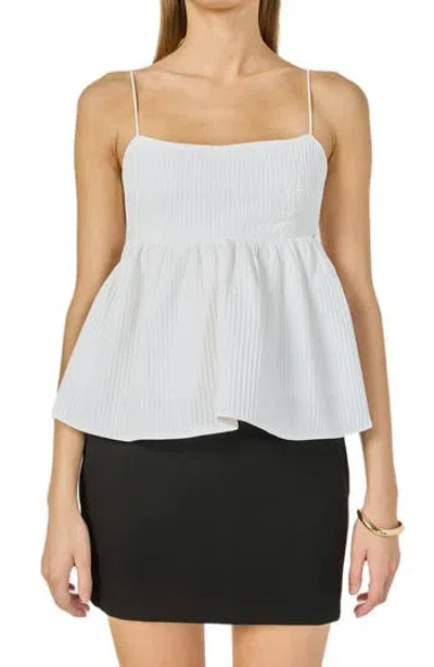 Endless Rose Tie Back Bubble Hem Tank In White
