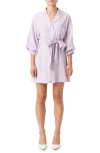 Endless Rose Tie Waist Mini Shirtdress In Lilac