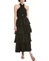 Endless Rose Crossed Halter Neck Tiered Maxi Dress In Black