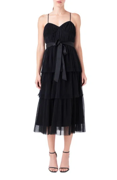 Endless Rose Women's Tulle Tiered Midi Dress In Black