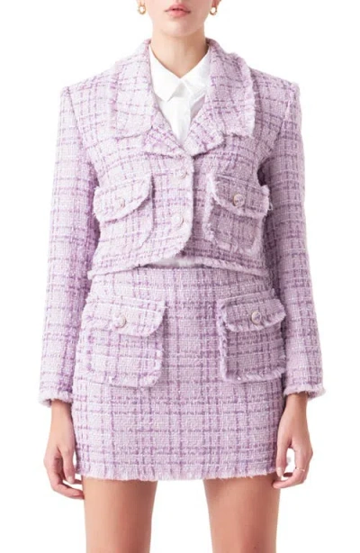 Endless Rose Women's Tonal Boucle Tweed Cropped Blazer In Purple