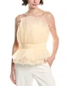 Endless Rose Strapless Tulle Peplum Top In Neutral