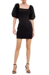 Endless Rose Puff Sleeve Mini Dress In Black