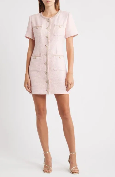 Endless Rose Tweed Button-up Minidress In Pink