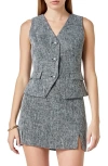 Endless Rose Tweed Button Vest In Gray