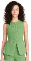 Endless Rose Tweed Buttoned Long Split Top Green