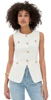 Endless Rose Tweed Buttoned Long Split Top White