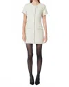 Endless Rose Tweed Buttoned Mini Dress In Ivory In White