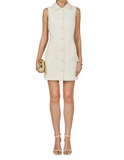 Endless Rose Tweed Collared Mini Dress In Ivory In Neutral