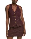 Endless Rose Tweed Halter Vest In Brown