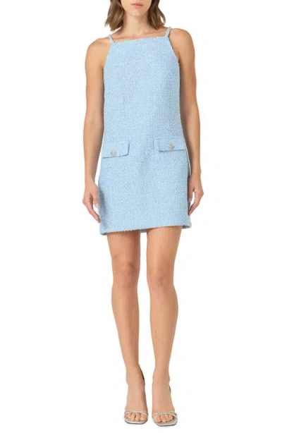 Endless Rose Tweed Minidress In Powder Blue
