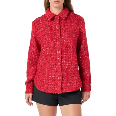 Endless Rose Tweed Shacket In Red