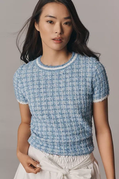 Endless Rose Tweed Sweater Tee In Blue