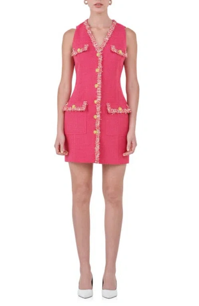 Endless Rose Tweed Trim Sleeveless Dress In Fuchsia