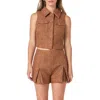 Endless Rose Tweed Vest In Camel