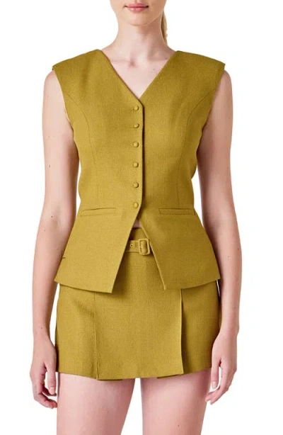 Endless Rose Tweed Vest In Green
