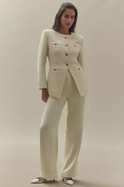 Endless Rose Tweed Wide-leg Pants In White