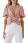 Endless Rose Twist Front Ruffle Sleeve Blouse