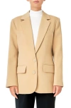 Endless Rose Buttery Womens Collar Polyester Two-button Blazer In Camel