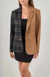 Endless Rose Two-tone Plaid Blazer In Multi