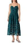 Endless Rose Velvet Lace Midi Dress In Green