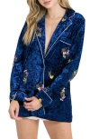 Endless Rose Velvet Pajama Jacket In Navy
