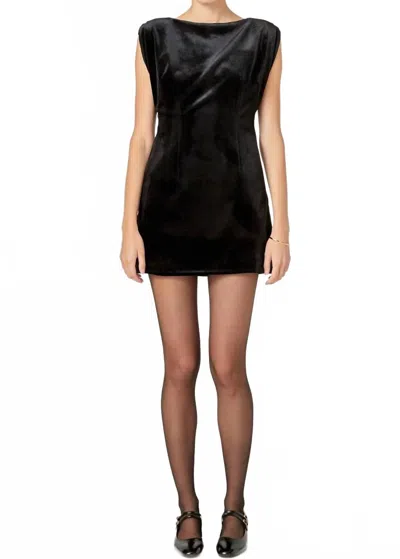Endless Rose Velvet Power Shoulder Mini Dress In Black