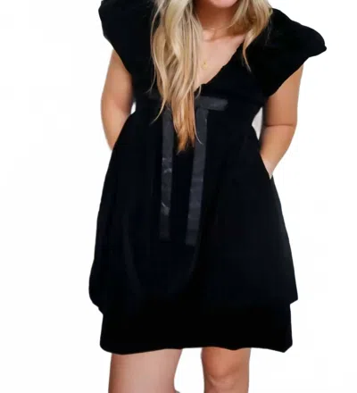 Endless Rose Velvet Satin Bow Mini Dress In Black In Blue