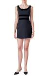 Endless Rose Velvet Trim Sleeveless Minidress In Black