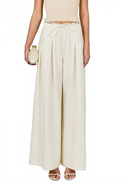 Endless Rose Waist Tape With High Waist Long Pant In Cream In White